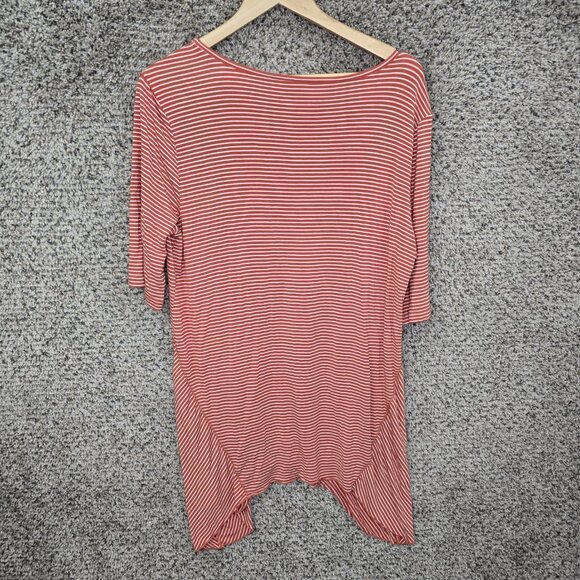 Soft Surroundings Top Womens Large Red Scoop Neck Striped Stretch Casual Ladies - Picture 7 of 7